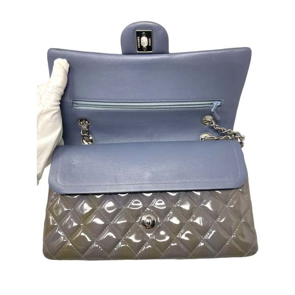 CHANEL Chanel Classic Patent Medium Double Flap Bag - Grey - Picture 7 of 16